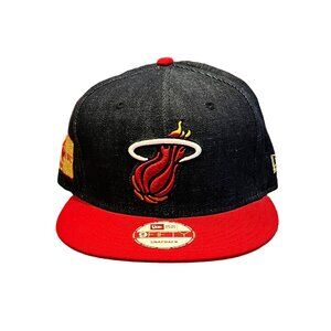 New Era Miami Heat Hardwood Classic Vintage Denim Hat Blue One Size OS